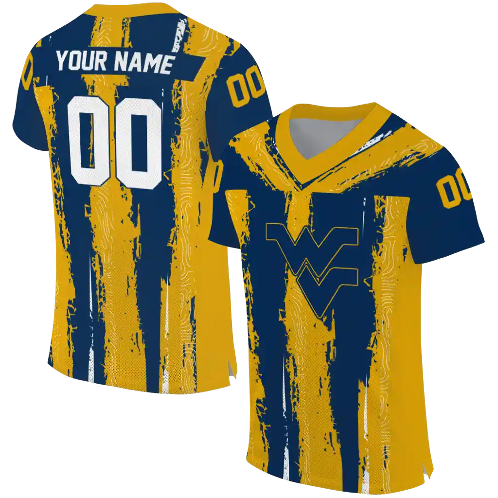 customized west virginia mountaineers striped texture blue jersey best selling
